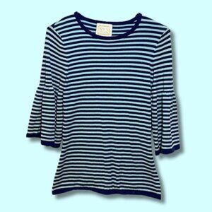 Sail to Sable Blue & Turquoise Striped Bell Sleeved Sweater
